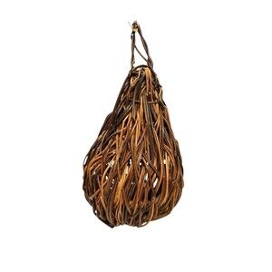 Vintage Wicker Rattan Pear Woven Decoration Large 12" Tall Rustic Unique Fruit